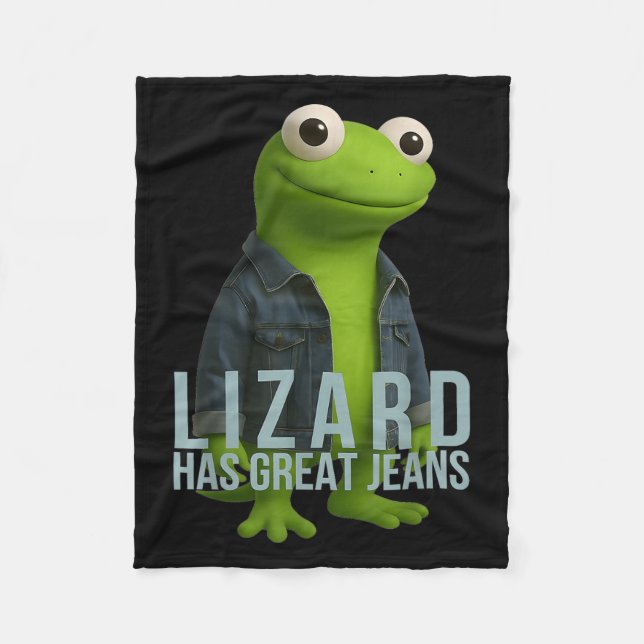 Manta Polar Lizard Tiene Grandes Jeans Gracioso Retro Denim Me (Anverso)