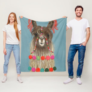 Manta Polar Llama adornada - Brown