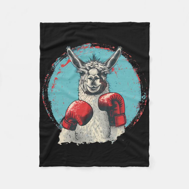 Manta Polar Llama Boxeador Con Guantes De Boxeo Kickboxing Div (Anverso)