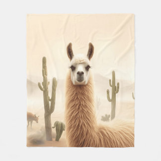 Manta Polar Llama de arena suave con flujo de cactus