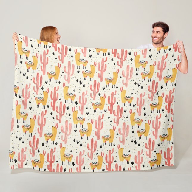 Manta Polar Llama feliz con el cactus (In situ)