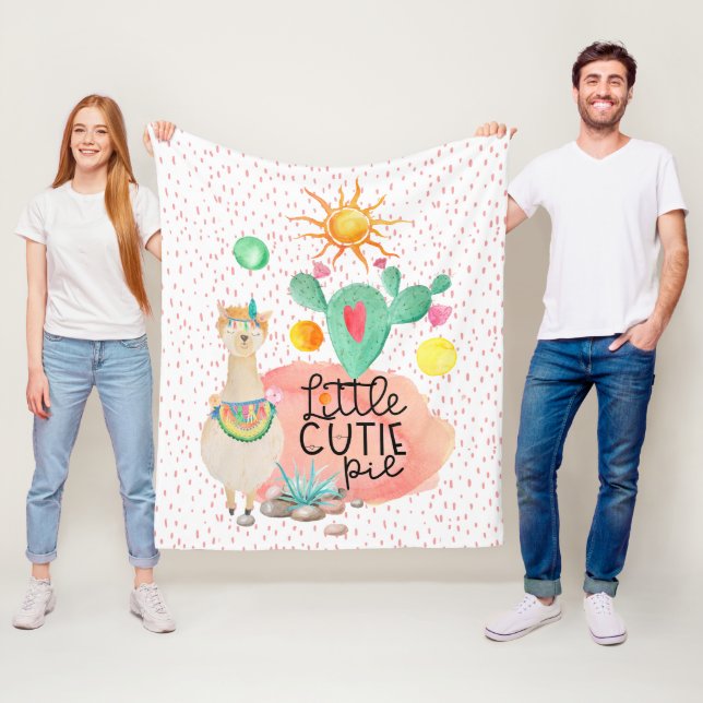 Manta Polar Llama pequeño pastel adorable arte acuarela (In situ)