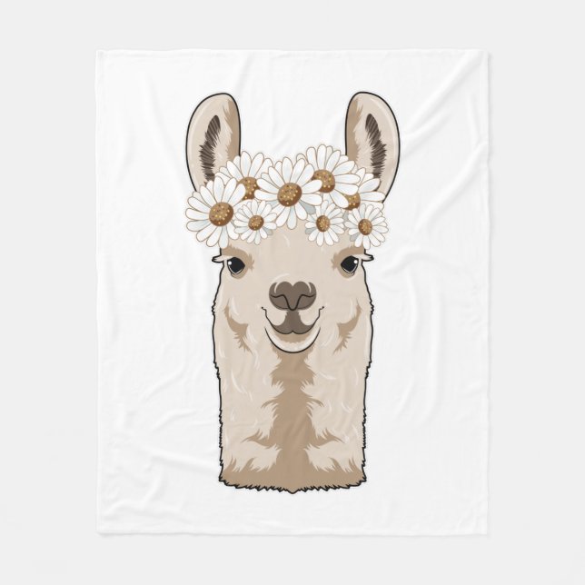 Manta Polar Llama with white Blossoms (Anverso)