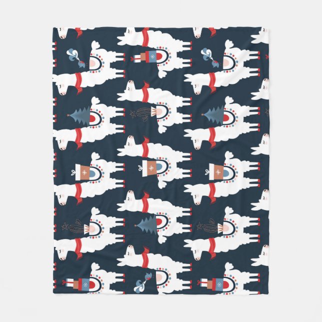 Manta Polar Llamas festivas: Navidades patrón delgado (Anverso)