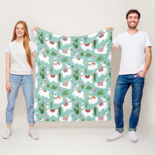 Manta Polar Llamas lindas en modelo verde azulado