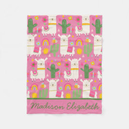 Manta Polar Llamas Verde Cactus Bonito Rosa Arcoíris