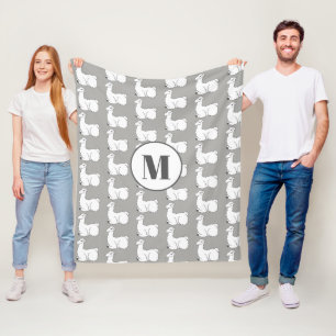 Manta Polar Llamas y monograma soñolientos del gris el  