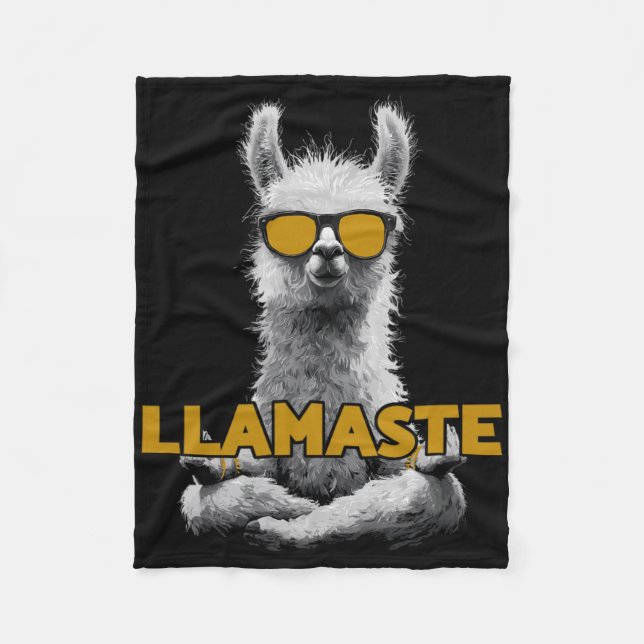Manta Polar Llamaste Yoga Llama Con Gafas De Sol  (Anverso)