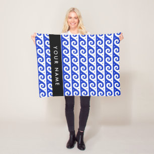 Manta Polar Llave de malandrina griega, llave de ola, azul, tu