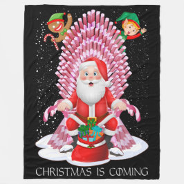 Manta Polar Llegan navidades a Santa Claus Cane Candy Throne