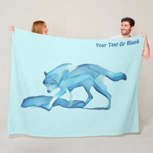 Manta Polar Lobo Azul En Nieve