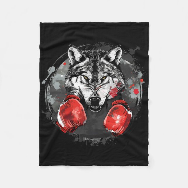 Manta Polar Lobo boxeando con guantes de boxeo Kickboxing dive (Anverso)