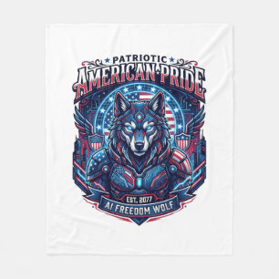 Manta Polar Lobo Ciberpunk Libertad Futuro Patriótico Ai Liber