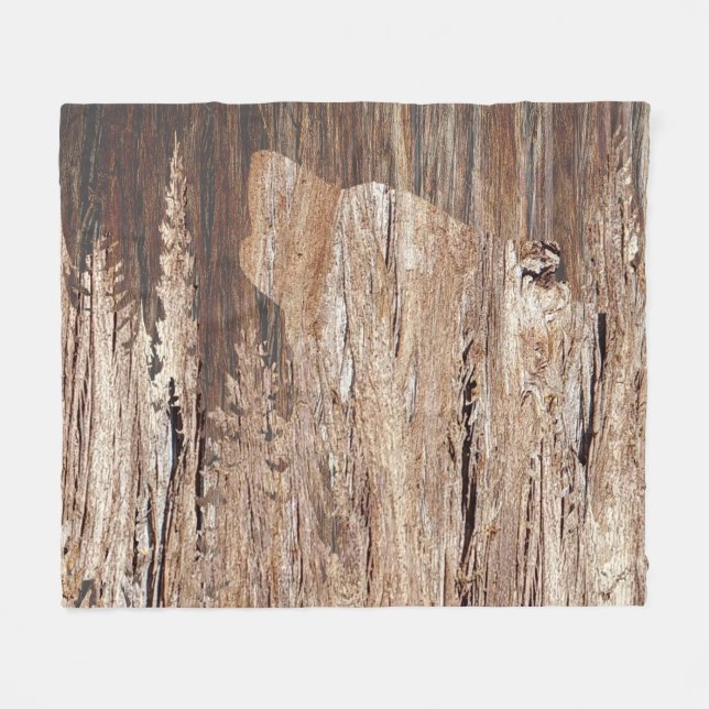 Manta Polar Lobo de Howling en Madera Texturada (Frente (Horizontal))