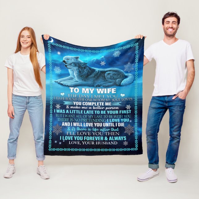 Manta Polar Lobo de la esposa, personalizado para mi esposa (In situ)
