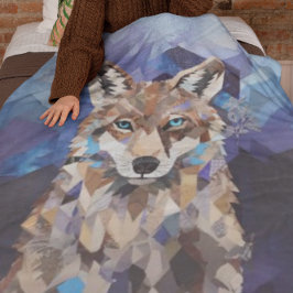 Manta Polar Lobo Geométrico Montaña