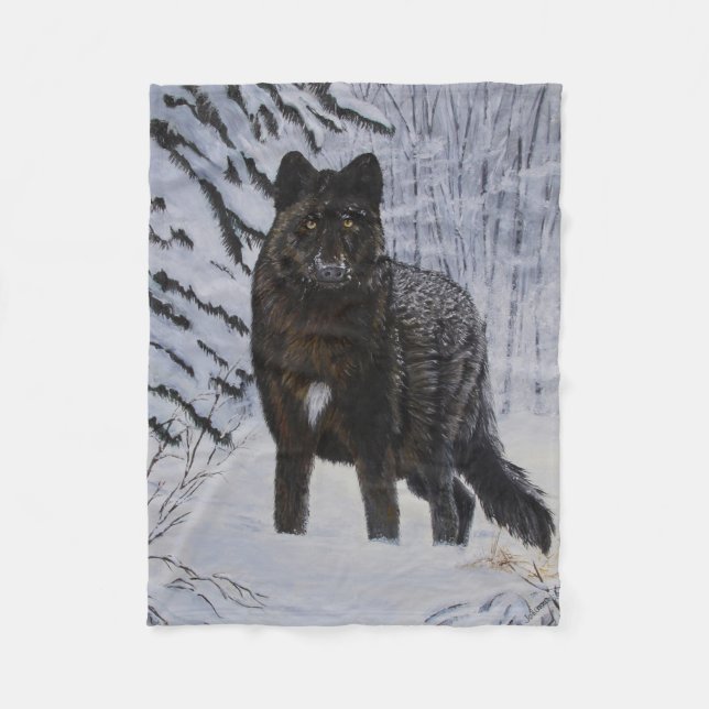Manta Polar Lobo negro (Anverso)