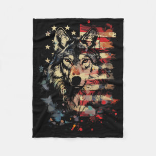 Manta Polar Lobo Patriótico Bandera Americana Usa Amante De Lo