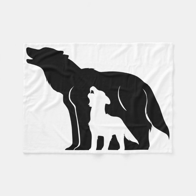 Manta Polar Lobos blancos y negros (Frente (Horizontal))