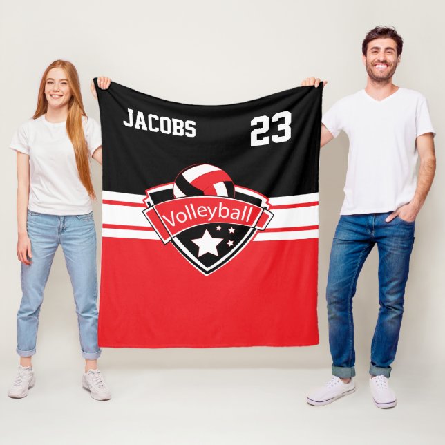 Manta Polar Logo de voleibol en rojo, blanco y negro (In situ)