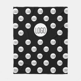 Manta Polar Logotipo blanco en el paso sencillo negro y repeti