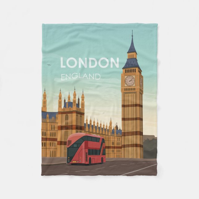 Manta Polar Londres Inglaterra Big Ben Vintage Travel (Anverso)
