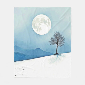 Manta Polar Lone Tree: Serene Full Moon Silence Art