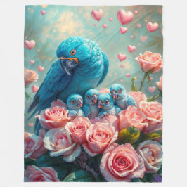 Manta Polar Loro azul y bebés