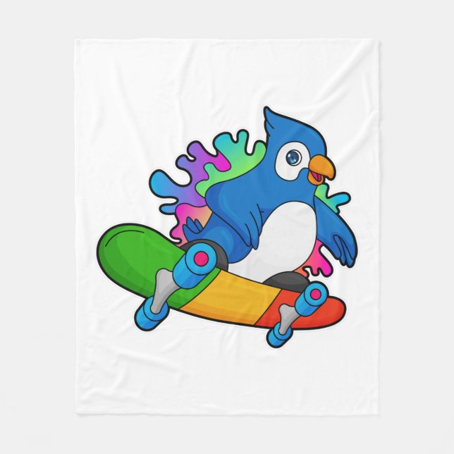 Manta Polar Loro como patineta con patineta (Anverso)