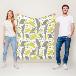 Manta Polar Loro de ácaros de ára gris amarillo dibujando patr