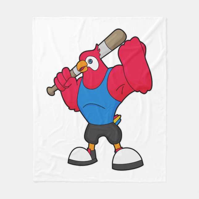 Manta Polar Loro en béisbol con bate de béisbol (Anverso)