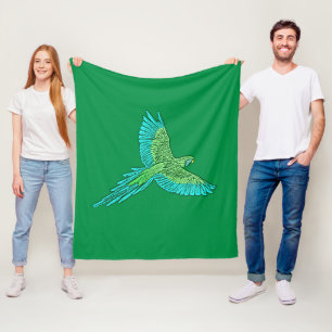 Manta Polar Loro en vuelo, Jade Green y Turquesa