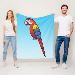 Manta Polar Loro Guacamayo Carton Rojo