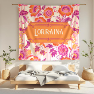 Manta Polar Lorraina Wild florece morado y Naranja