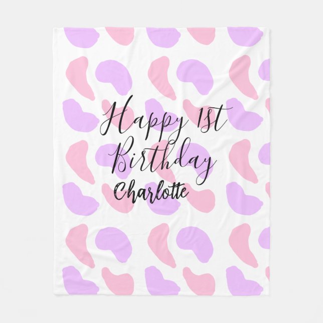 Manta Polar Los abstractos púrpura rosa forman un feliz primer (Anverso)