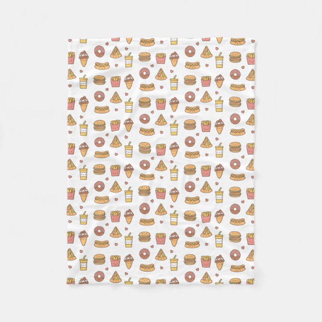 Manta Polar Los alimentos de preparación rápida de Kawaii (Anverso)