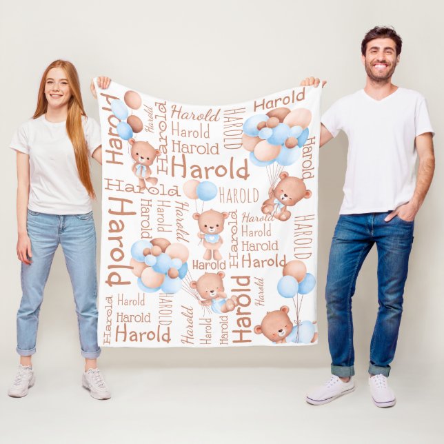 Manta Polar Los chicos personalizados nombran oso de peluche c (In situ)