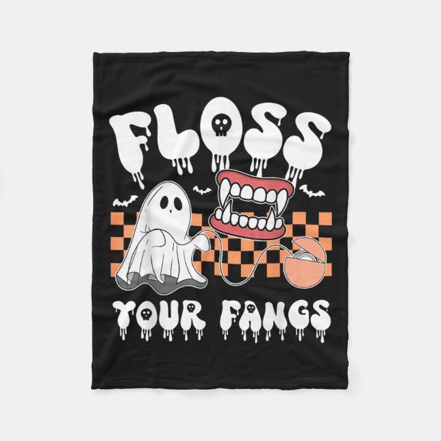Manta Polar Los Dientes Graciosos Retro Floss Your Fangs Denti (Anverso)