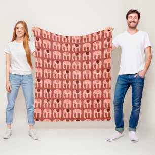 Manta Polar Los elefantes patrón rojo rosado