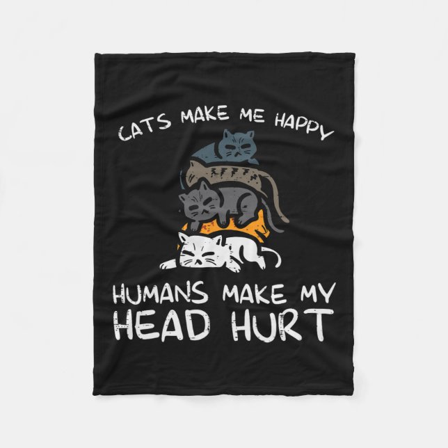 Manta Polar Los gatos me hacen feliz a los humanos Graciosos g (Anverso)