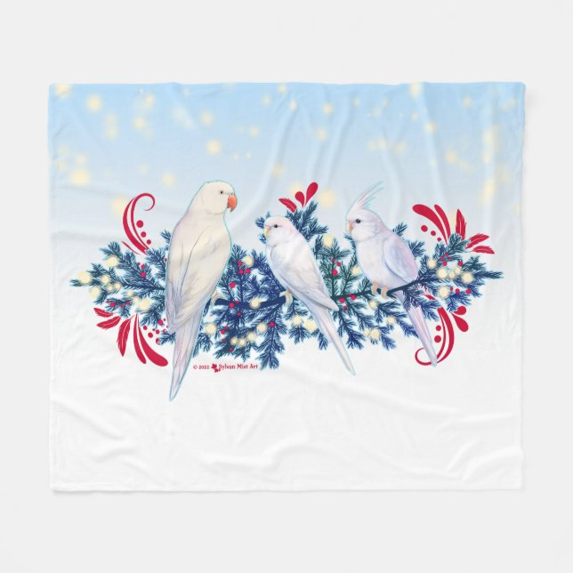 Manta Polar Los loros de los Navidades blancos (Frente (Horizontal))