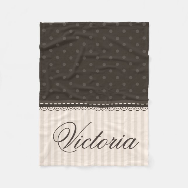 Manta Polar Los lunares beige de marfil elegantes de Brown (Anverso)