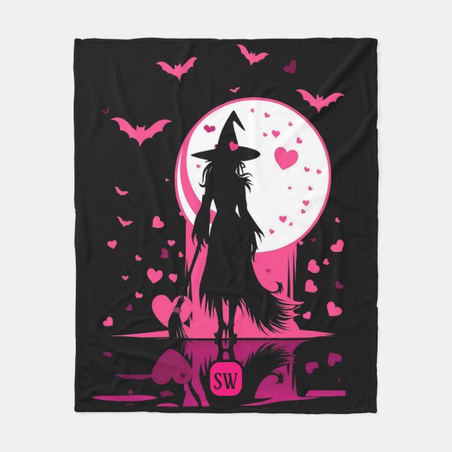 Manta Polar Los mágicos corazones rosados góticos sean mi bruj (Anverso)