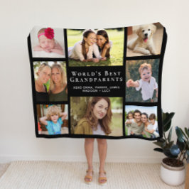 Manta Polar Los mejores abuelos del mundo Collage de fotos neg