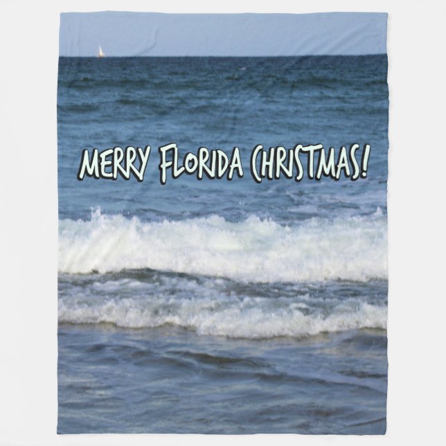 Manta Polar Los Navidades De La Florida Sobre El Océano Blanco (Anverso)