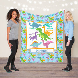 Manta Polar Los Niños Cutan Dinosaurios Y Nombres Azul