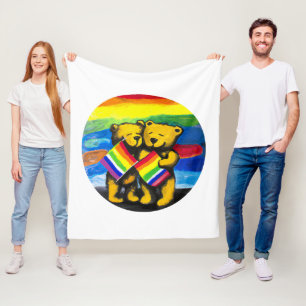 Manta Polar Los osos aman a la pareja LGBT bandera arcoiris