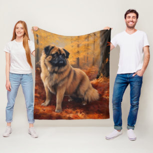 Manta Polar Los pekingeses en otoño se inspiran en las hojas