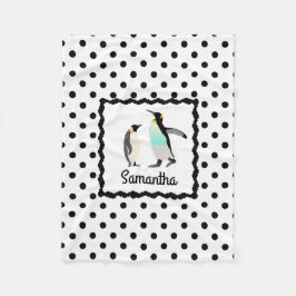 Manta Polar Los pingüinos lindos, lunares de B&W, personalizan