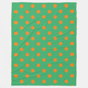 Manta Polar Los Puntos De Polka naranja Sobre El Verde